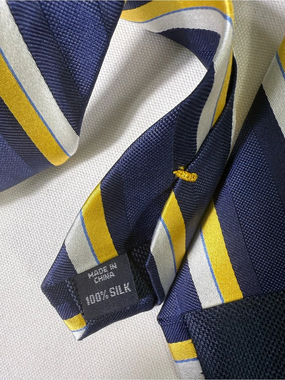 Nautica Navy, Yellow & White Diagonal Stripe Silk Tie